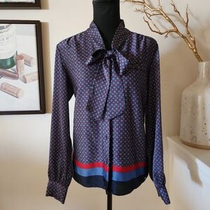 🔥Tommy Hilfiger | Blue Print Self Tie Blouse